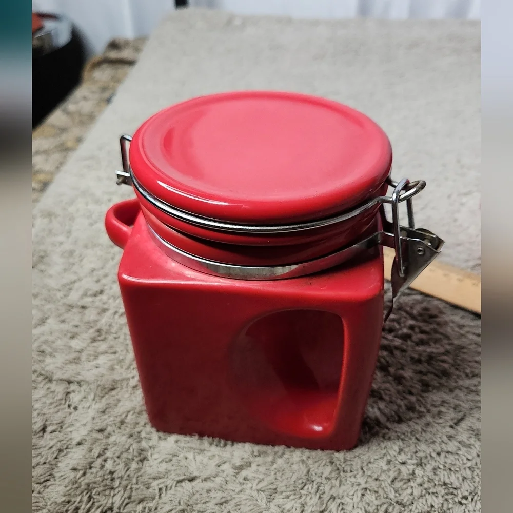 3 Red Kitchen Canisters